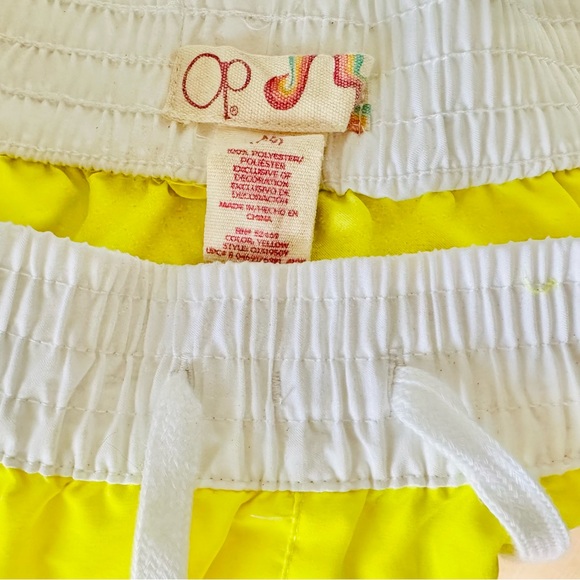 Ocean Pacific OP neon yellow white boyfriend shorts. Size junior M 7-9 - Picture 7 of 8